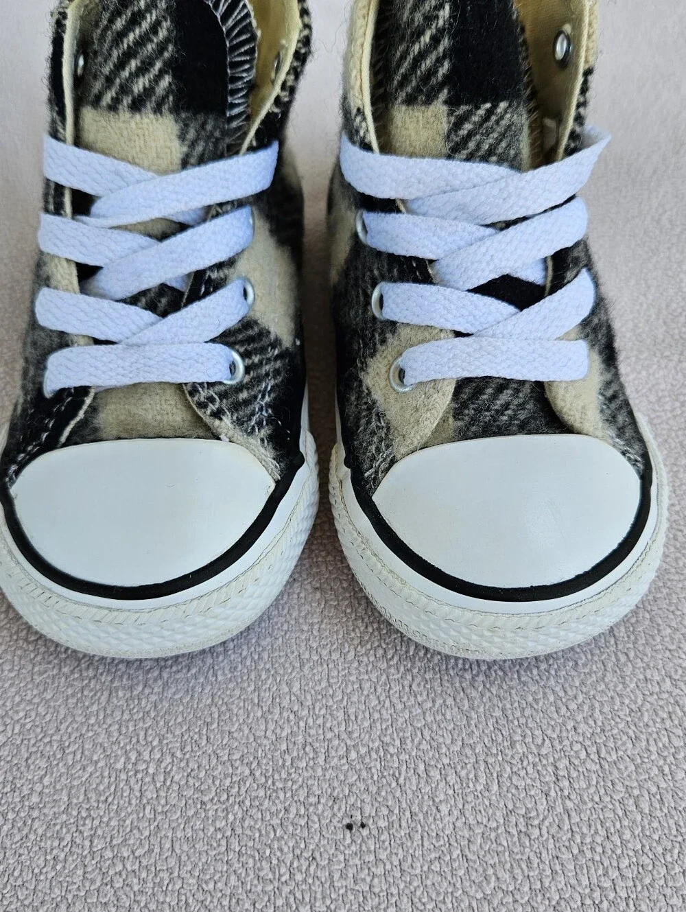 Converse x Woolrich CTAS High TD White Black Sneaker Toddler SZ 7 Plaid Wool
